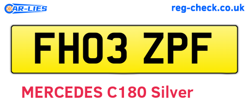 FH03ZPF are the vehicle registration plates.