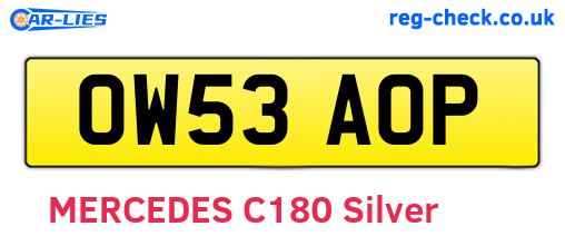 OW53AOP are the vehicle registration plates.