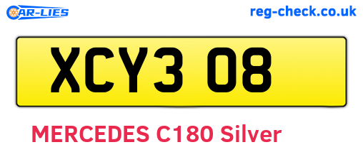 XCY308 are the vehicle registration plates.
