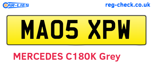 MA05XPW are the vehicle registration plates.