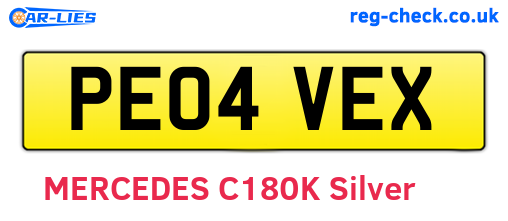 PE04VEX are the vehicle registration plates.
