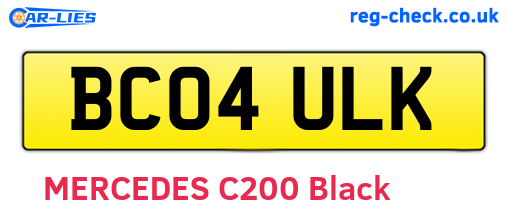 BC04ULK are the vehicle registration plates.