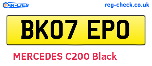 BK07EPO are the vehicle registration plates.