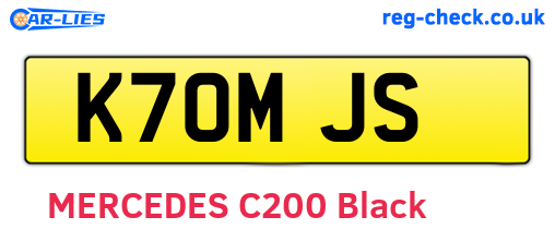 K70MJS are the vehicle registration plates.