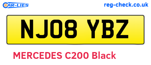 NJ08YBZ are the vehicle registration plates.