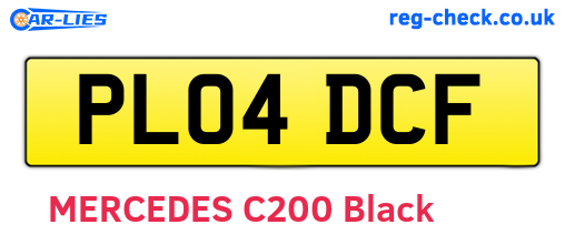 PL04DCF are the vehicle registration plates.