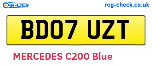 BD07UZT are the vehicle registration plates.