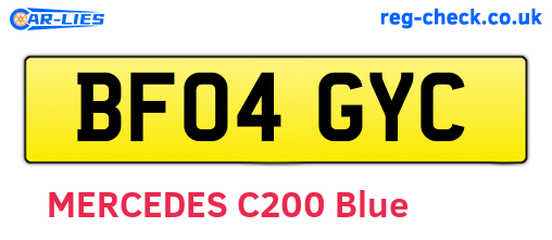 BF04GYC are the vehicle registration plates.