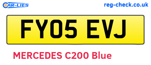 FY05EVJ are the vehicle registration plates.