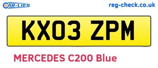 KX03ZPM are the vehicle registration plates.