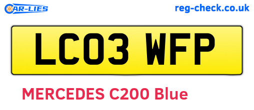 LC03WFP are the vehicle registration plates.