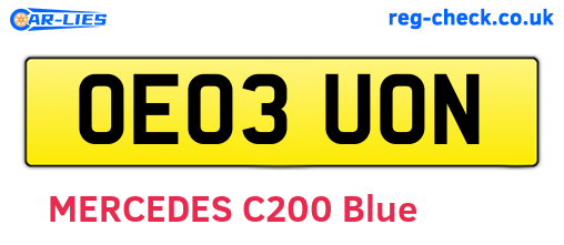 OE03UON are the vehicle registration plates.