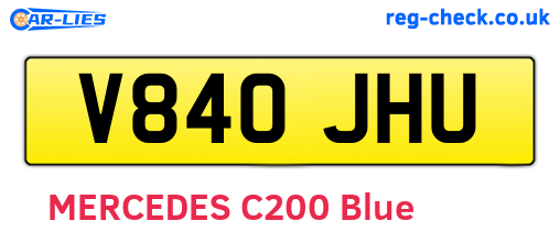 V840JHU are the vehicle registration plates.