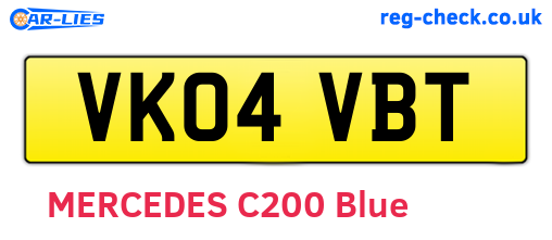 VK04VBT are the vehicle registration plates.