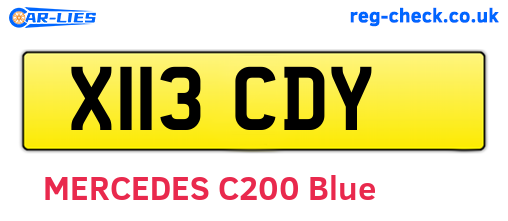X113CDY are the vehicle registration plates.