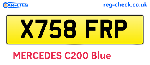 X758FRP are the vehicle registration plates.