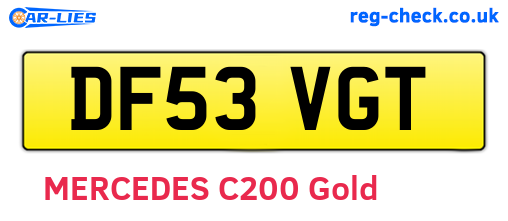 DF53VGT are the vehicle registration plates.