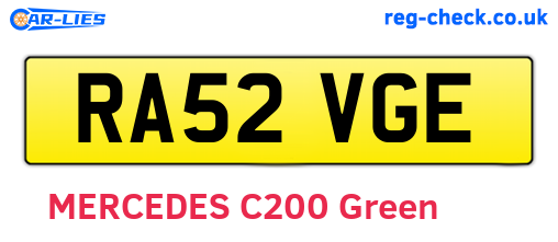 RA52VGE are the vehicle registration plates.