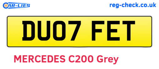 DU07FET are the vehicle registration plates.