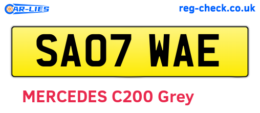 SA07WAE are the vehicle registration plates.