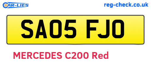 SA05FJO are the vehicle registration plates.