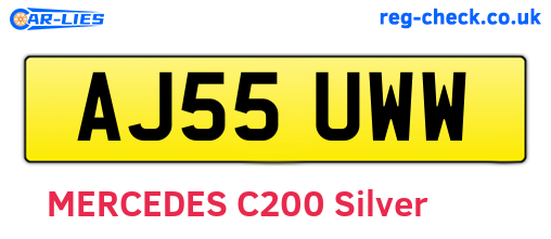 AJ55UWW are the vehicle registration plates.