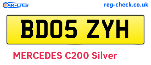 BD05ZYH are the vehicle registration plates.