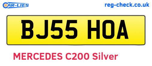 BJ55HOA are the vehicle registration plates.