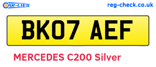 BK07AEF are the vehicle registration plates.