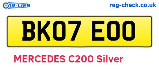 BK07EOO are the vehicle registration plates.