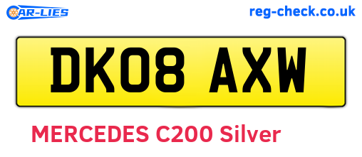 DK08AXW are the vehicle registration plates.