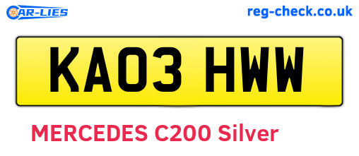 KA03HWW are the vehicle registration plates.