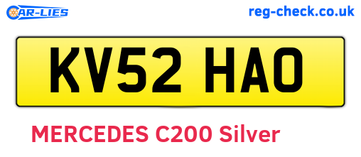 KV52HAO are the vehicle registration plates.