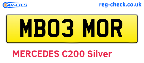 MB03MOR are the vehicle registration plates.
