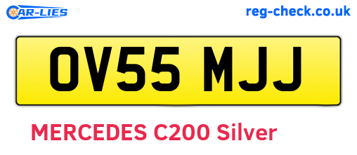 OV55MJJ are the vehicle registration plates.