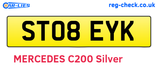 ST08EYK are the vehicle registration plates.