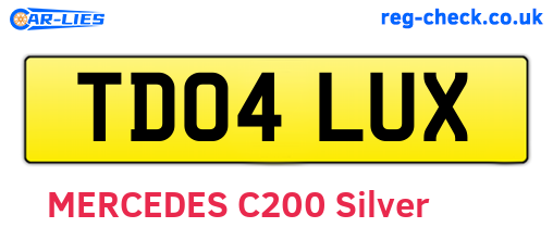 TD04LUX are the vehicle registration plates.