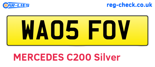 WA05FOV are the vehicle registration plates.