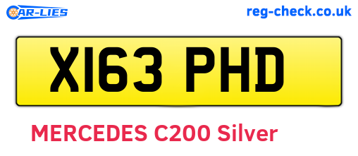 X163PHD are the vehicle registration plates.