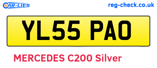 YL55PAO are the vehicle registration plates.