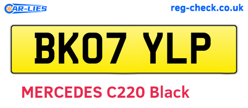 BK07YLP are the vehicle registration plates.