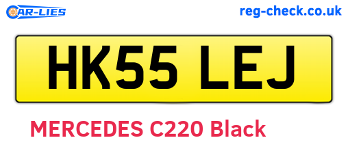 HK55LEJ are the vehicle registration plates.