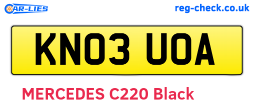 KN03UOA are the vehicle registration plates.