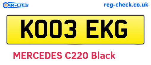 KO03EKG are the vehicle registration plates.