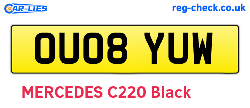 OU08YUW are the vehicle registration plates.