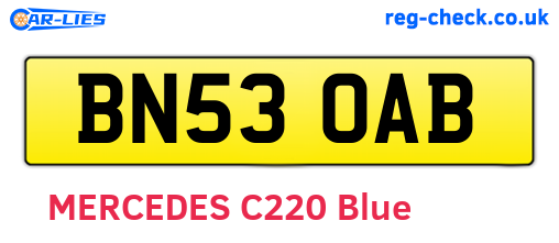 BN53OAB are the vehicle registration plates.