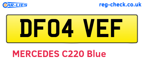 DF04VEF are the vehicle registration plates.