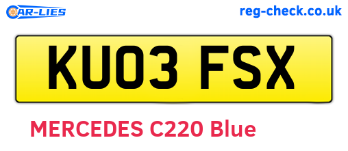 KU03FSX are the vehicle registration plates.