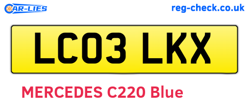 LC03LKX are the vehicle registration plates.