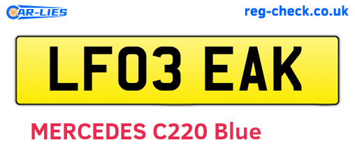LF03EAK are the vehicle registration plates.